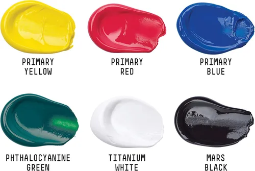 Vista 2 de Liquitex BASICS - Juego de pintura acrílica de 6 tubos, 0.74 onzas, colores primarios