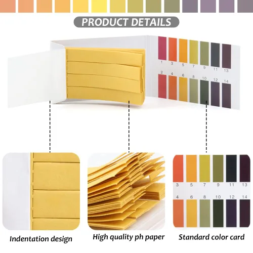 Vista 3 de Tiras de prueba de pH, papel tornasol indicador universal, papel de prueba de álcali ácido, pH 1-14, para agua, suelo, cosméticos (3)