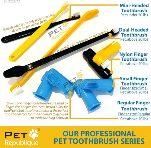 Vista 5 de Pet Republique Cepillo de dientes pequeño para perros y gatos, cepillo de dientes para gatos, cepillo de dientes para perros pequeños, diseñado