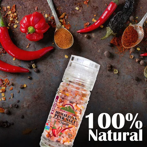 Vista 5 de Himalayan Chef Molinillo de sal rosa, sal de chipotle, 3.53 onzas, sabor increíble