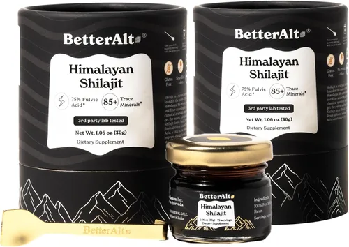 Better Alt Resina Pura de Shilajit del Himalaya Paquete de 2 Grado Dorado de Alta Potencia 150 Porciones para Impulso de Energía y Apoyo