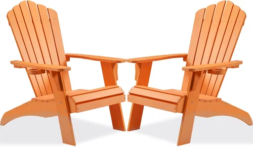 Vista 21 de Psilvam Silla Adirondack de gran tamaño, resistente a la decoloración y sin olor, sillas de madera de polietileno para hoguera con soporte