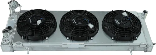 Vista 2 de 26mm AA5052 Kit de radiador de aluminio+cubierta de ventilador+relé de ventilador de termostato Compatible con 1984-2001 J-eep Cherokee XJ Comanche