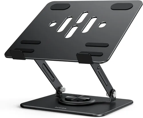 Vista 2 de BESIGN LS11 - Soporte de laptop con base giratoria de 360°, soporte ergonómico ajustable para portátil, elevador para computadora compatible