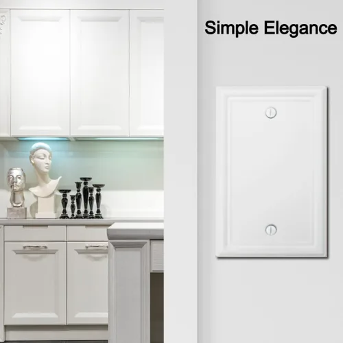Vista 4 de OKAWYC Cubierta Individual de Interruptor de Luz en Blanco Luca Placa de Pared de Metal, Paquete de 4 Blanco 1 Gang, Cubierta de Interruptor de Luz