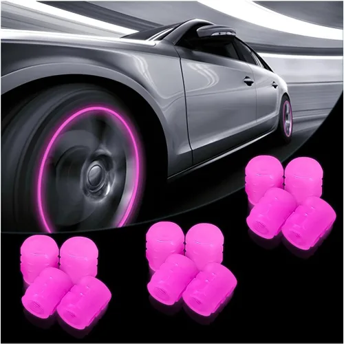 Vista 9 de Tapas fluorescentes para válvulas de neumáticos de auto, 12 tapas luminosas iluminadas para válvulas de rueda, resistentes a la corrosión que