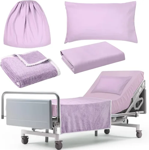 Vista 19 de SmoothNovelty Juego de 4 Sábanas de Cama de Hospital, Sábanas Estándar de Punto Suave de Calidad, Incluye Sábana Bajera Ajustable, Funda de Edredón