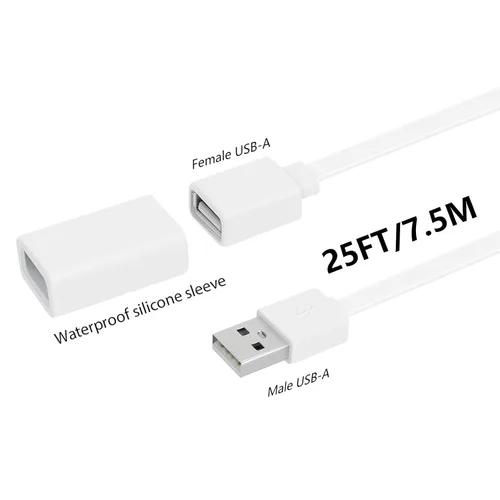 Vista 3 de delilyn Paquete de 2 cables de extensión USB de 25 pies compatibles con WYZE Cam Pan V3/V3 Pro/V2, Cam V4/V3, Cam OG/V2, cable de carga de extensión