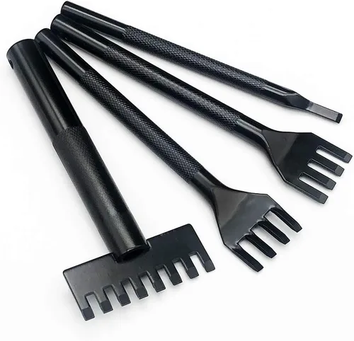 OWDEN Juego de 4 cinceles de costura de cuero de 0.118 pulgadas (1/8 pulgadas) para cuero, 1 punta, 4 porng, 4 puntas (ángulo), juego de 8 puntas