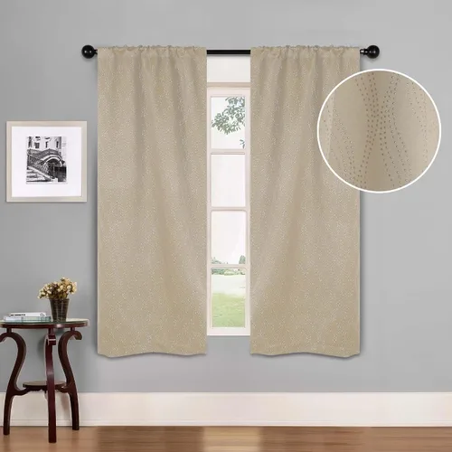 Vista 15 de BLUENILEMILLS Paneles de cortinas opacas para oscurecer la habitación con bolsillo para barra, cortinas perfectas para ventanas de cocina
