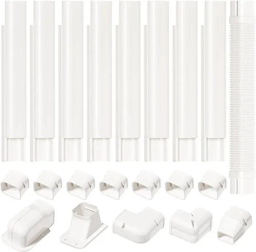 Vista 10 de Kit de cubierta de conjunto de líneas de 3" de ancho y 7.5 pies de largo para aires acondicionados mini split, cubierta de línea delgada de PVC