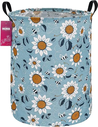 Vista 11 de Cesta de lavandería grande de tela de lona ligera, cesta de almacenamiento para juguetes, ropa sucia plegable, impermeable, para dormitorios