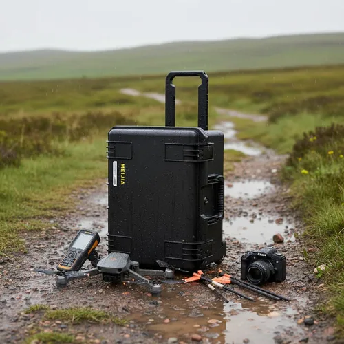 Vista 5 de MEIJIA Funda rígida portátil impermeable para todo tipo de clima, funda para cámara con espuma de ajuste personalizable, diseño ligero con mango