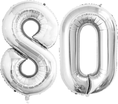 Vista 209 de GOER Globos con el número 80 para decoraciones de fiesta de cumpleaños número 80, globos de helio de aluminio jumbo de 42 pulgadas para 80 Oro rosa