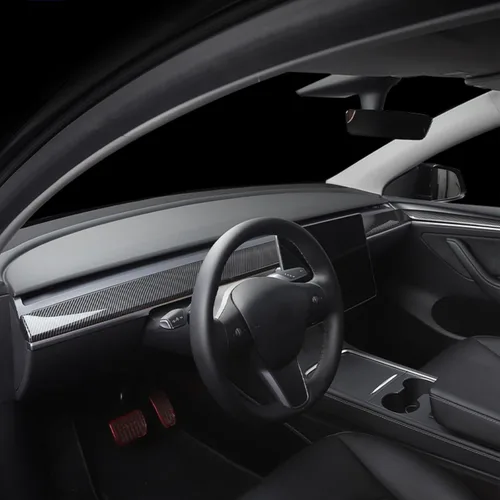 Vista 8 de x xotic tech Cubierta de panel de consola central con patrón de fibra de carbono brillante, compatible con Tesla Model 3 2017 2018 2019 2020 2021