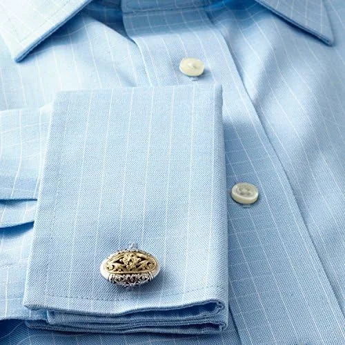 Vista 2 de konstantino de los hombres gemelos de plata y oro oval de filigrana