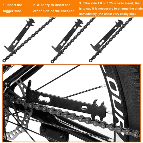 Vista 7 de Kit de herramientas de reparación de cadena de bicicleta, divisor de cadena de bicicleta, alicates maestros, indicador de desgaste de cadena
