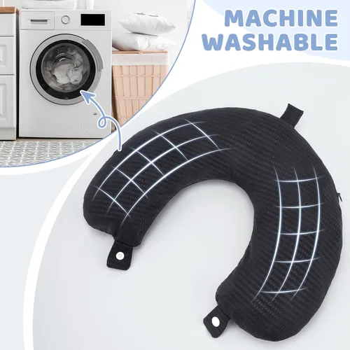 Vista 2 de Zebrabox Funda de almohada de viaje para cuello en forma de U, fundas de repuesto suaves y lisas, color negro (solo funda de almohada, sin relleno)