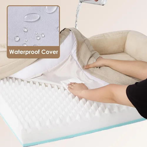 Vista 4 de EHEYCIGA Cama ortopédica para perros medianos, sofá de espuma viscoelástica de 30 x 20 x 6.5 pulgadas con lados, forro impermeable y funda extraíble