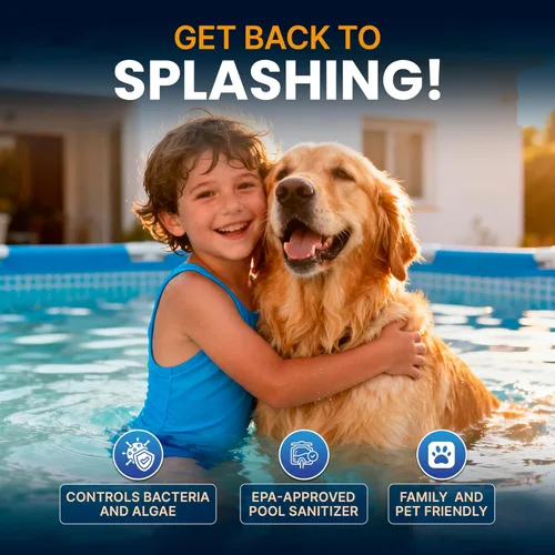 Vista 3 de Tabletas de cloro para piscina Pool Shark - Tabletas de cloro de 3 pulgadas - Tabletas de cloro activo al 90% de disolución lenta - Productos