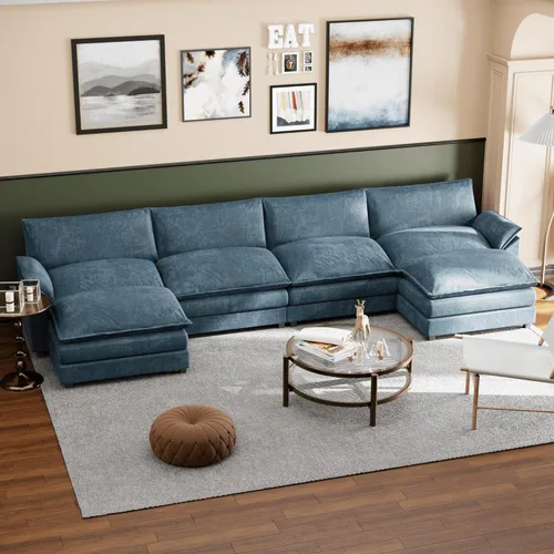 Vista 12 de Shahoo Sectional Modular Sofa L Shaped Chenille Fabric Couch with High Supportive & Soft Sponges and Removable Ottoman, Sleeper Comfy Upholstered
