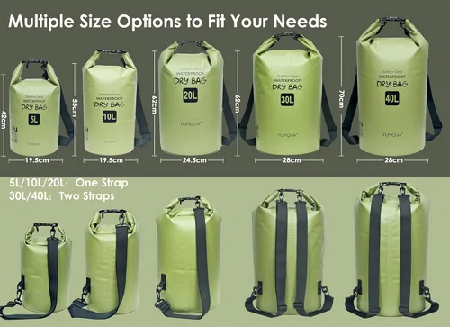 Vista 2 de YUMQUA Bolsas secas impermeables 5L/10L/20L/30L/40L para mujeres y hombres, bolsa seca flotante enrollable bolsa de almacenamiento impermeable
