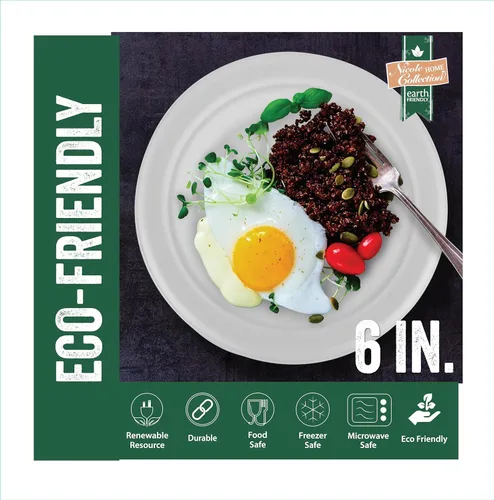 Vista 5 de Nicole Home Collection Platos de papel desechables compostables resistentes de 6 pulgadas, 100% bagazo, biodegradable, ecológico, caña de azúcar