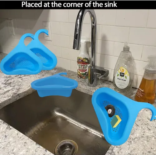 Vista 4 de Cesta de drenaje para fregadero de cocina, cesta de drenaje de cisne para fregadero de cocina, estante escurridor multifuncional triangular, filtro
