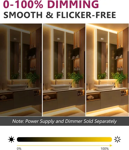 Vista 6 de EMITEVER Tira de luces LED para exteriores, impermeable, 16.4 pies, 2700 K, blanco cálido, 24 V, cinta LED de silicona regulable, iluminación IP67