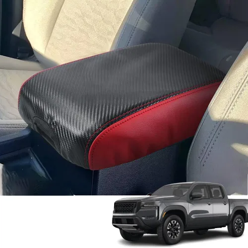 Vista 8 de Accesorios interiores personalizados para Nissan Frontier 2022 2023, funda de cuero para reposabrazos central, cojín protector de reposabrazos