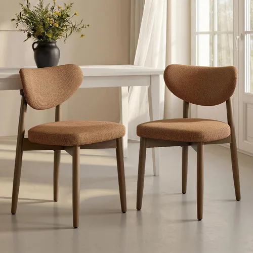 Vista 11 de VASAGLE Juego de 2 sillas de comedor de madera, sillas de cocina tapizadas con patas de madera maciza, respaldo curvado ergonómico, mango integrado