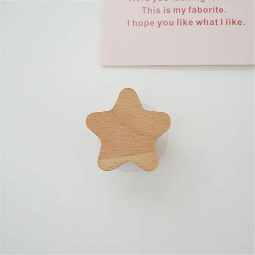 Vista 5 de 6 pomos de madera para gabinetes, pomos decorativos en forma de luna para cajones con tornillos, pomos de madera para puertas de gabinete, pomos