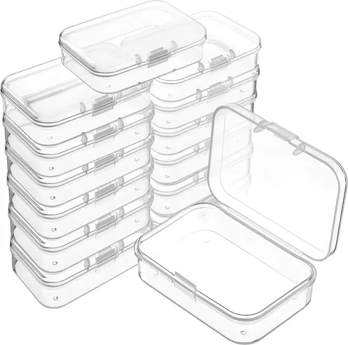 Vista 20 de 6 piezas de mini contenedores de almacenamiento de cuentas de plástico transparente para recolectar artículos pequeños, cuentas, joyas, tarjetas