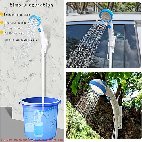 Vista 7 de Iron Hammer Ducha eléctrica portátil, ducha de campamento, ducha incorporada de 5000 mAh, gran capacidad, recargable, con batería, para ducha