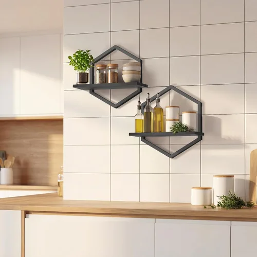 Vista 9 de KALYLOC Estantes flotantes para pared, juego de 2 estantes colgantes