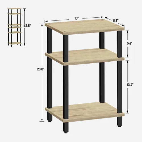 Vista 39 de TUTOTAK Mesa auxiliar, mesa auxiliar, mesita de noche, estante de almacenamiento de 3 niveles, mesa de sofá para espacio pequeño, sala de estar