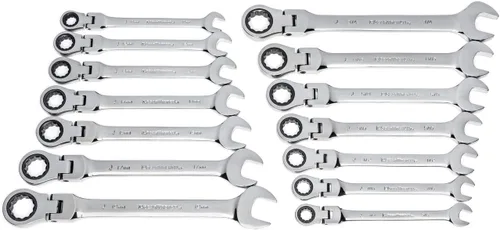 Vista 8 de GEARWRENCH Juego de llaves combinadas de trinquete con cabezal flexible de 7 piezas, 12 puntos, SAE - 9700