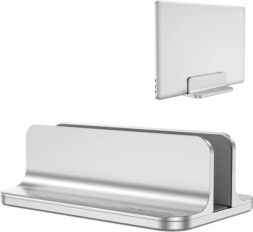Vista 11 de OMOTON Soporte Vertical para Laptop, Soporte de Escritorio de Aluminio para MacBook con Tamaño de Base Ajustable, Compatible con Todas las MacBook