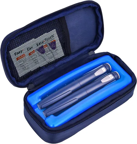 Cruxer Estuche de viaje para bolígrafo enfriador de insulina aprobado por la TSA, bolsa médica refrigerada con ladrillo de hielo protector,