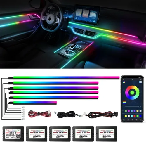 Vista 20 de Nueva versión Dreamcolor Luces de interior de coche acrílicas 18 en 1 RGB Kit de iluminación ambiental para coche APP Control Sistema de control por