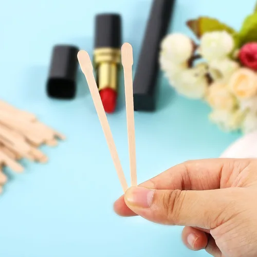 Vista 6 de Bememo 500 palitos de cera para cejas, cejas, labios, nariz, pequeño aplicador de cera de madera, espátula, palitos para manualidades