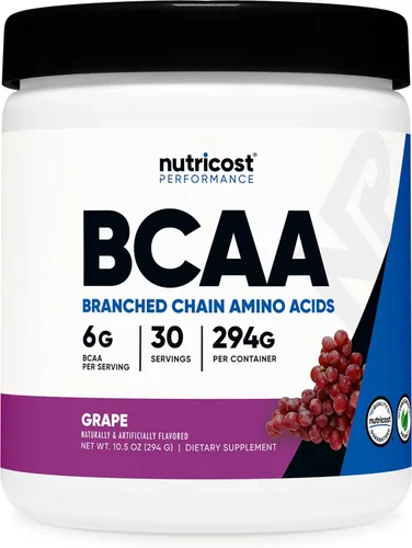 Vista 10 de Polvo Nutricost BCAA (Uva, 120 porciones) - Sin gluten, sin OMG, vegetariano, proporción óptima 2:1:1