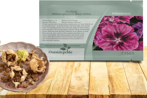 Outsidepride Bibor Felho - Semillas de Hollyhock francés – 50 piezas de semillas perennes de color morado veteado y magenta, semillas de flores de