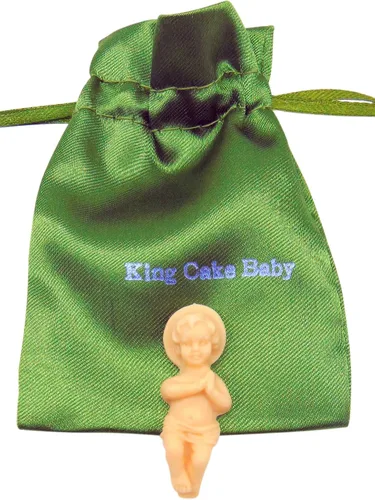 Vista 4 de Westmon Works King Cake Baby Jesus Figurine Mardi Gras Mini figura con bolsa de regalo