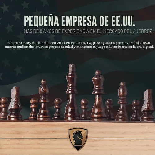 Vista 2 de Juego de ajedrez de madera Chess Armory de 15 in con espacio de almacenamiento en el tablero
