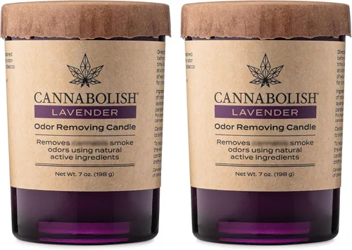 Vista 6 de Cannabolish Vela eliminadora de olores de humo de lavanda, 7 onzas, ingredientes naturales (paquete de 2)