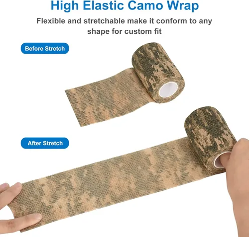 Vista 3 de 6 unidades de cinta de camuflaje autoadhesiva de camuflaje vendaje cohesivo de 3 pulgadas x 5 yardas, envoltura deportiva autoadhesiva de camuflaje