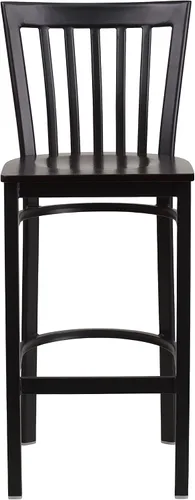 Vista 79 de Flash Furniture HERCULES Series Black School House Back Metal Restaurant Barstool - Asiento de vinilo negro