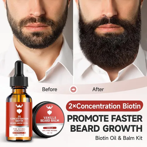 Vista 2 de Kit de Crecimiento de Barba MistySprite - Concentración 2X de Biotina para Hombres, Ingredientes Naturales con Aceite de Argán, Aceite de Jojoba