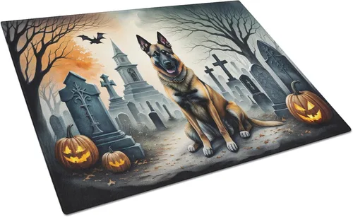 Vista 34 de Caroline's Treasures DAC2001LCB Affenpinscher - Tabla de cortar de vidrio de Halloween espeluznante, grande, decorativa, de vidrio templado, tabla